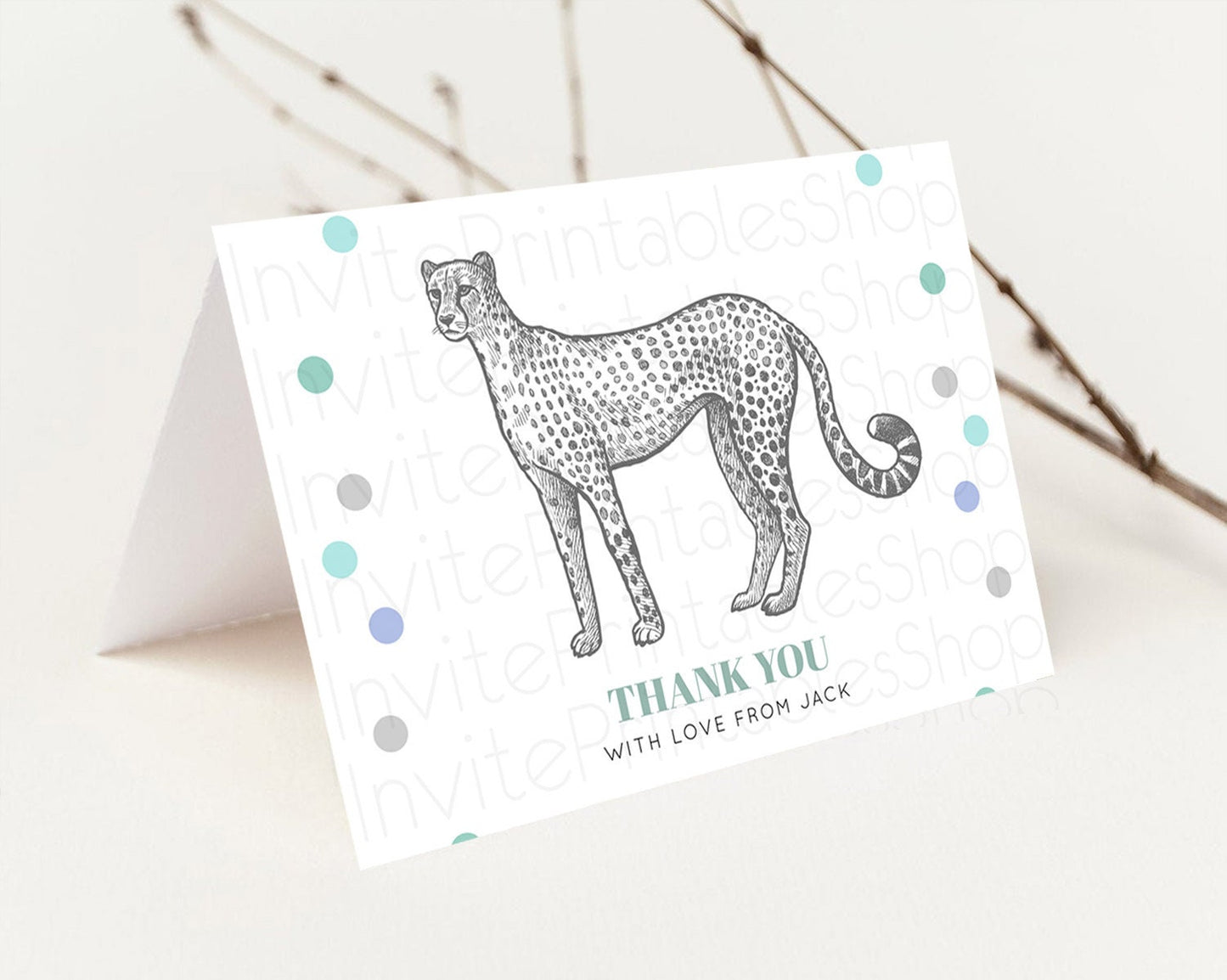 Cheetah Thank You Cheetah Thank You Card Cheetah Party Birthday Thank You Card Safari Card Template Cheetah Teacher Thank You Cards D10857