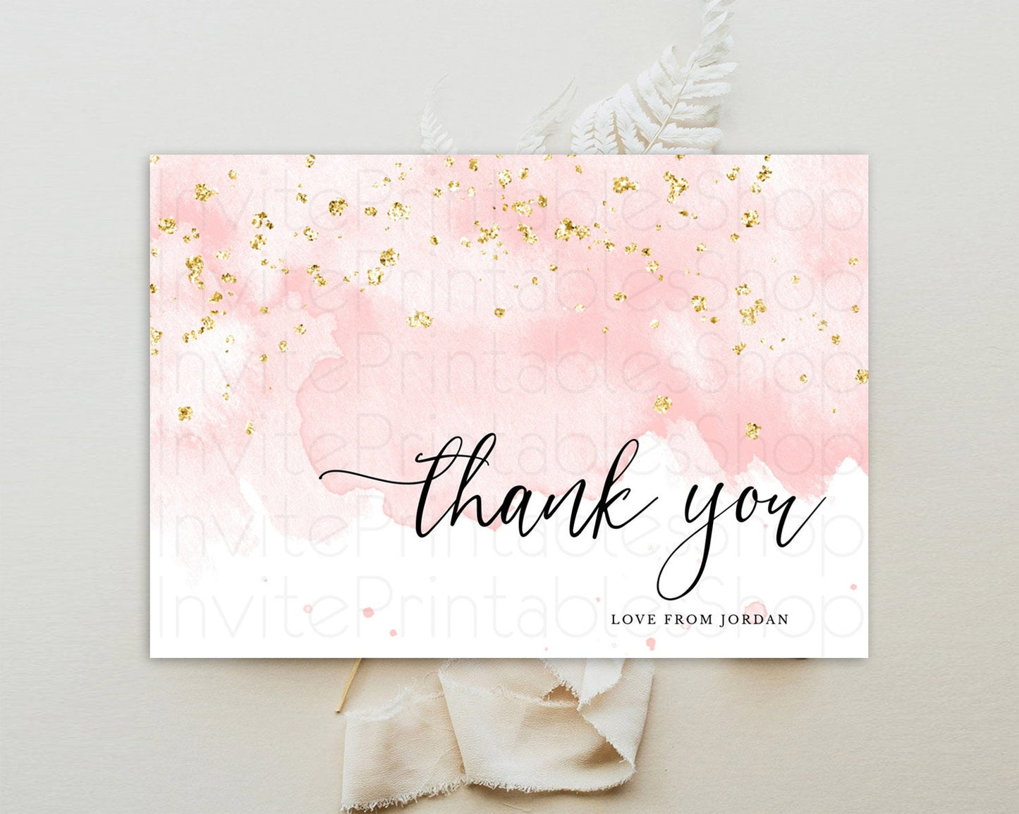 Pink Thank You Pink Watercolor Thank You Card Pastel Pink Card Template Watercolor Splash Cards Teacher Thank You Card Template D10328