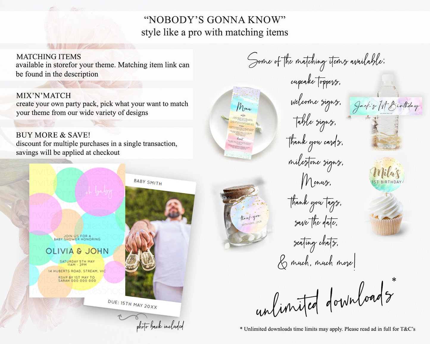 Pastel Rainbow Baby Shower Invitation Pastel Confetti Invitation Sprinkles Bubbles Invitation Colorful Rainbow Confetti Theme D10409