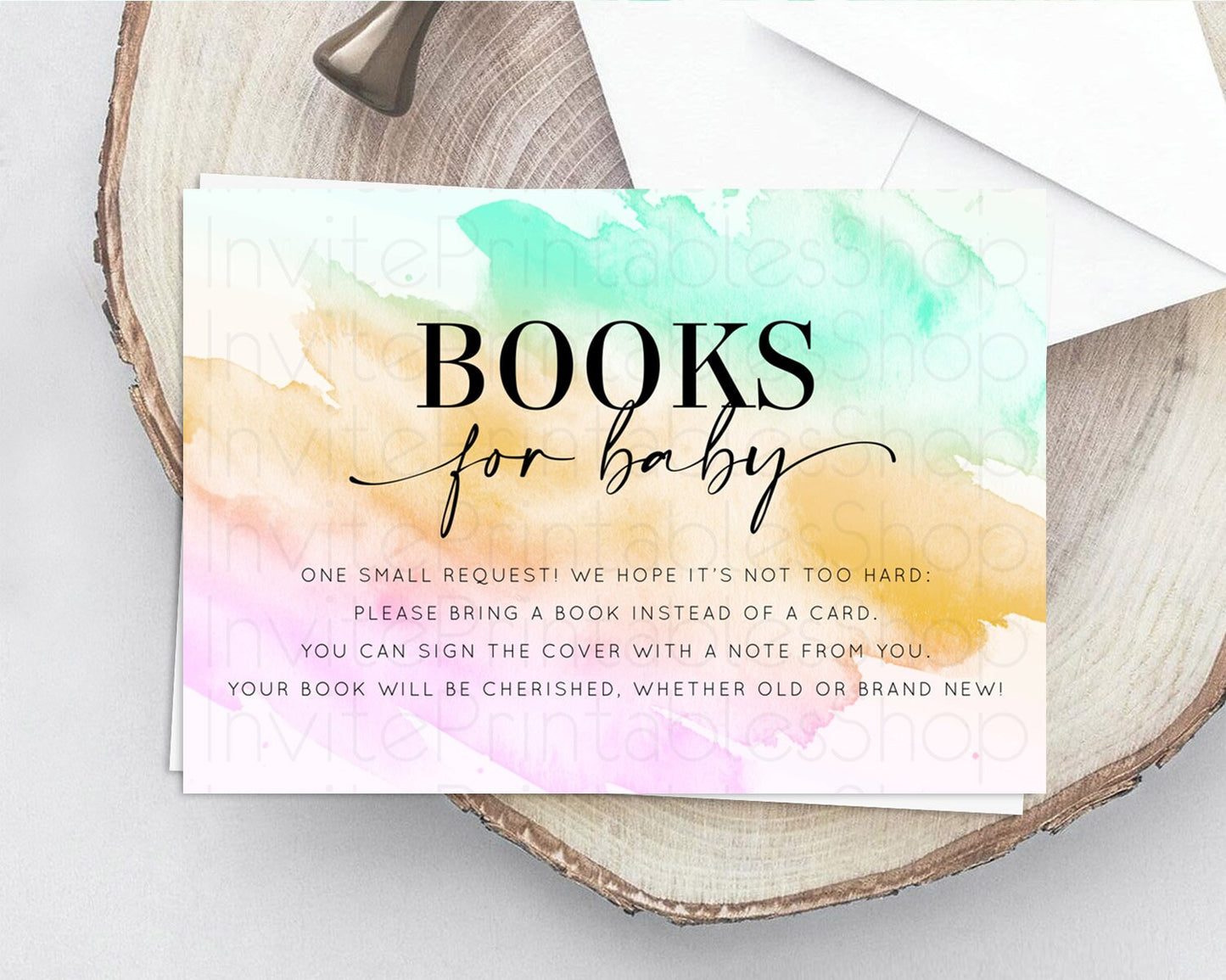 Pastel Books For Baby Card Pastel Rainbow Book Insert Colorful Ombre Watercolor Book Card Confetti Glitter Baby Book Poem Request D10962