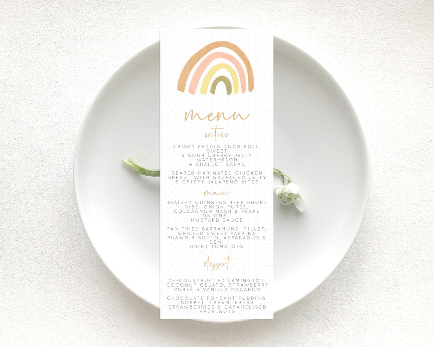 Pastel Rainbow Menu Boho Rainbow Menu Template Rainbow Boho Table Decor Pastel Rainbow Dinner Dessert Menu Rainbow Party Food Menu D10684