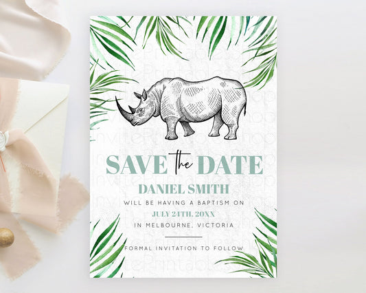 Editable Rhino Save The Date Template Rhino Party Save The Date Safari Adven