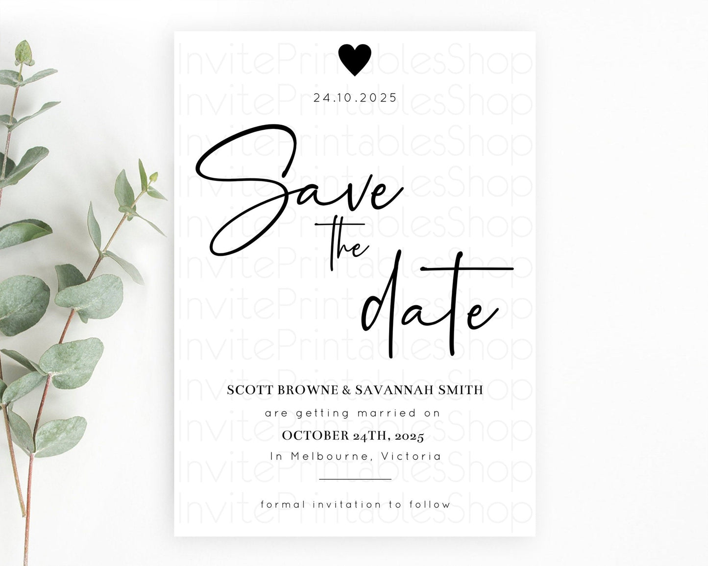 Minimalist White Save The Date Template Simple Modern White Party Theme For 1st Birthday Baptism Baby Shower Wedding Bridal Shower D10955