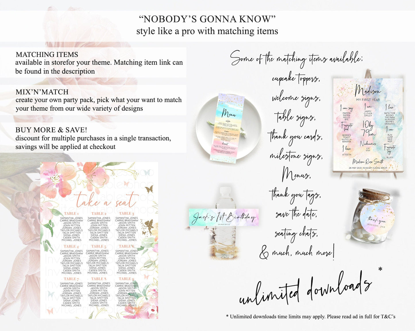 Fairy Seating Chart Pastel Fairy Seating Chart Fairy Tea Party Fairy Garden Seating Sign Enchanted Garden Floral Butterfly Decor D10934