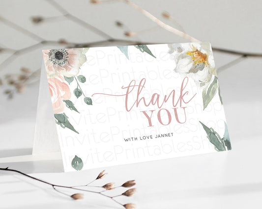 Editable Secret Garden Thank You Wildflower Thank You Card Pastel Flower Gar