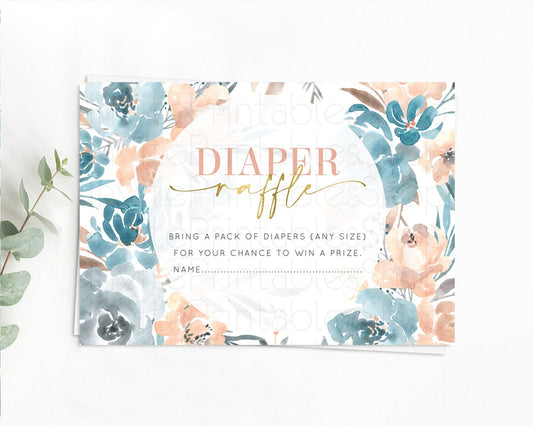 Secret Garden Diaper Raffle Card Boho Wildflower Diaper Raffle Insert Pastel Flower Garden Baby Shower Card Flower Raffle Game D10190