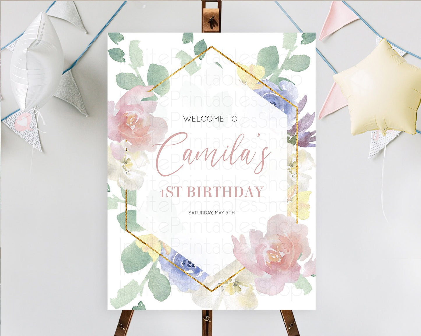 Secret Garden Welcome Sign Wildflower Welcome Board Pastel Flower Garden Welcome Poster Boho Wildflower First Birthday Welcome Sign D10254