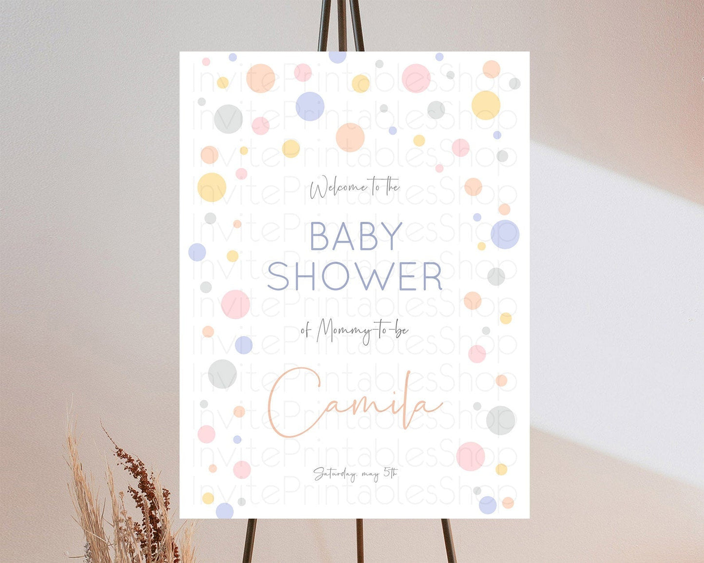 Rainbow Baby Shower Welcome Sign Pastel Welcome Board Pastel Rainbow Confetti Welcome Sign Colorful Bubbles Pastel Welcome Sign D10759