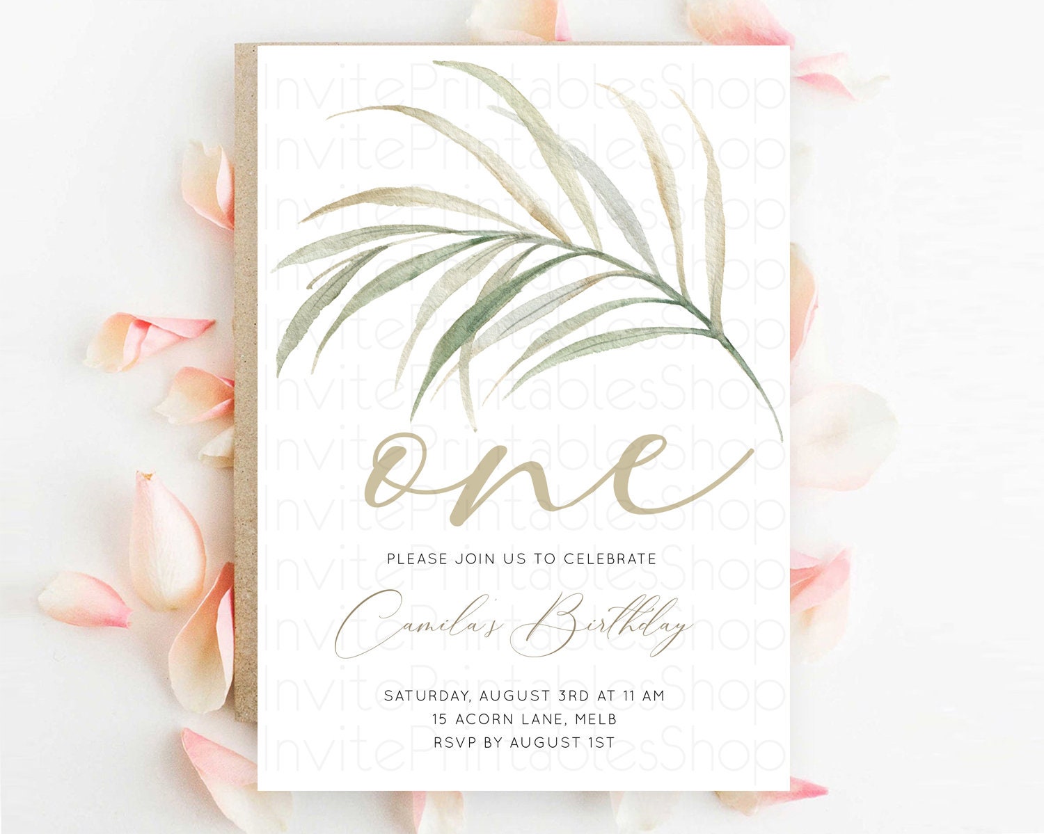 Editable Leafy Birthday Invitation Leafy Invitation Simple Greenery Invitati