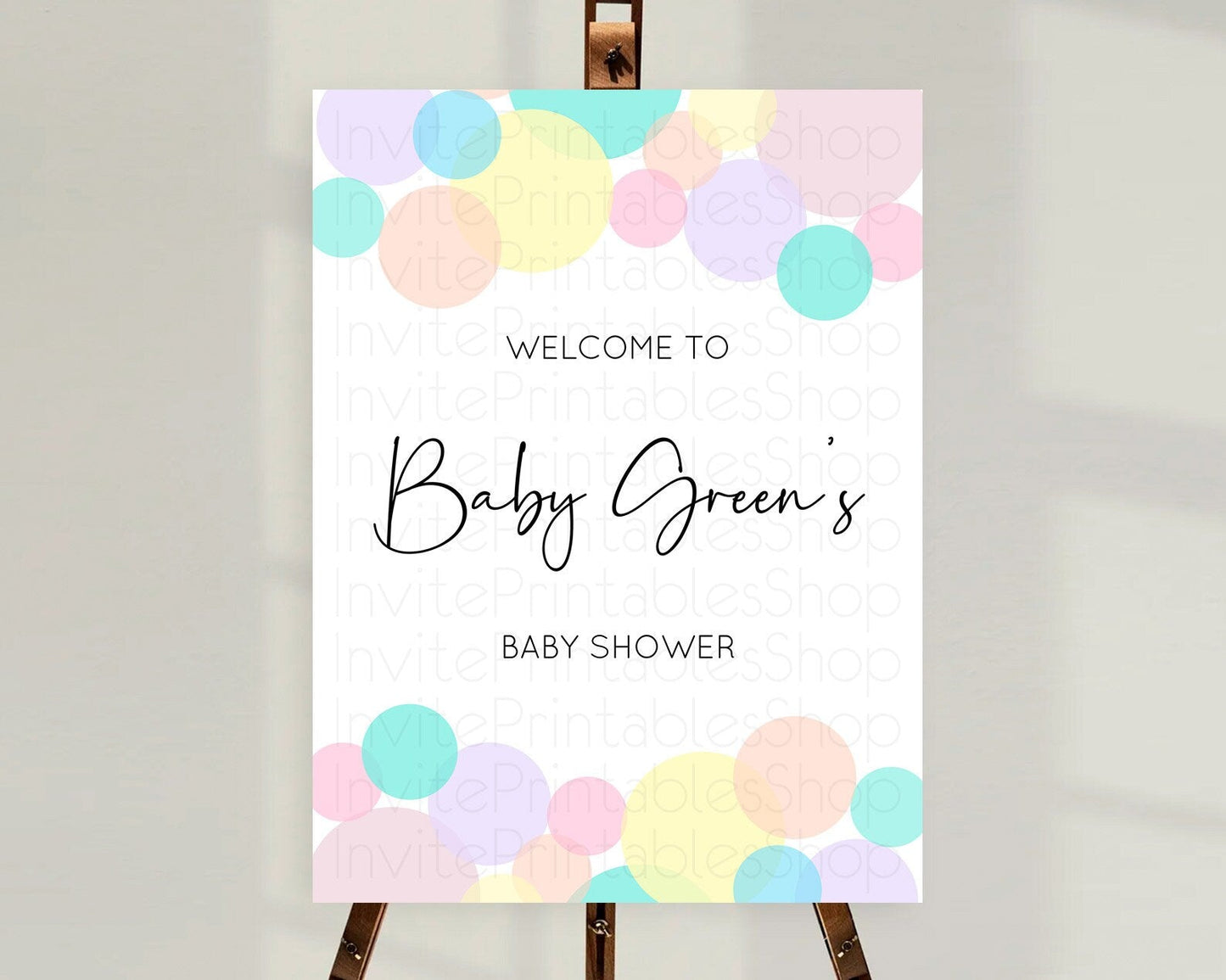 Rainbow Baby Shower Welcome Sign Pastel Welcome Board Pastel Rainbow Confetti Welcome Sign Colorful Bubbles Pastel Welcome Sign D10223