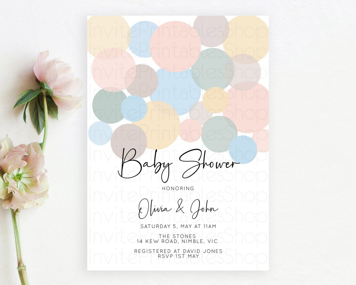Pastel Rainbow Baby Shower Invitation Pastel Confetti Invitation Sprinkles Bubbles Invitation Colorful Rainbow Confetti Theme D10602