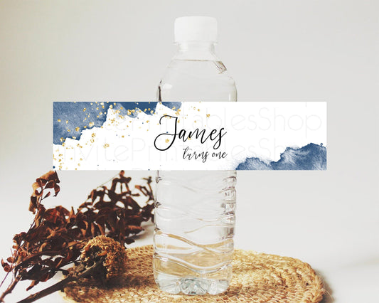 Blue Watercolor Water Label Template Ombre Blue Watercolor Splash Party Decor 1st Birthday Baby Shower Wedding Baptism Bridal Shower D10312