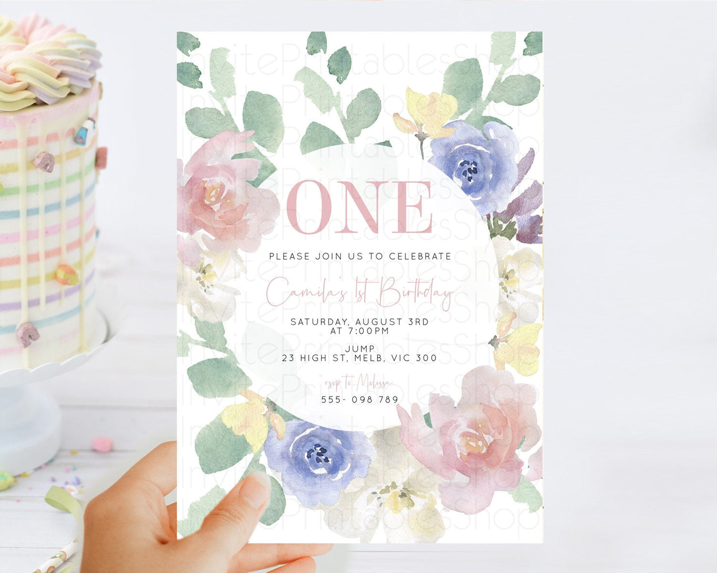 Secret Garden Invitation Wildflower Birthday Invitation Pastel Flowers Invite Enchanted Garden Boho Floral 3rd 2nd First Birthday D10860