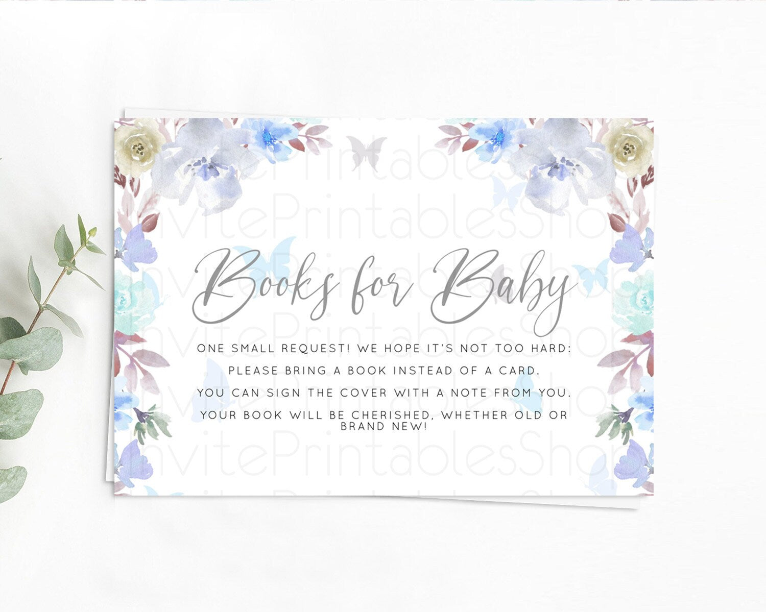 Editable Secret Garden Books For Baby Card Boho Wildflower Book Insert Paste