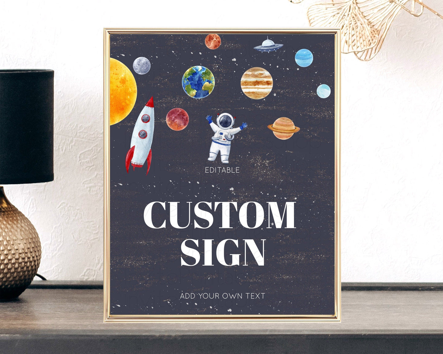 Space Table Sign Decor Galaxy Space Adventure Party First Trip Around the Sun Planets Solar System 1st Birthday Baptism Baby Shower D10144