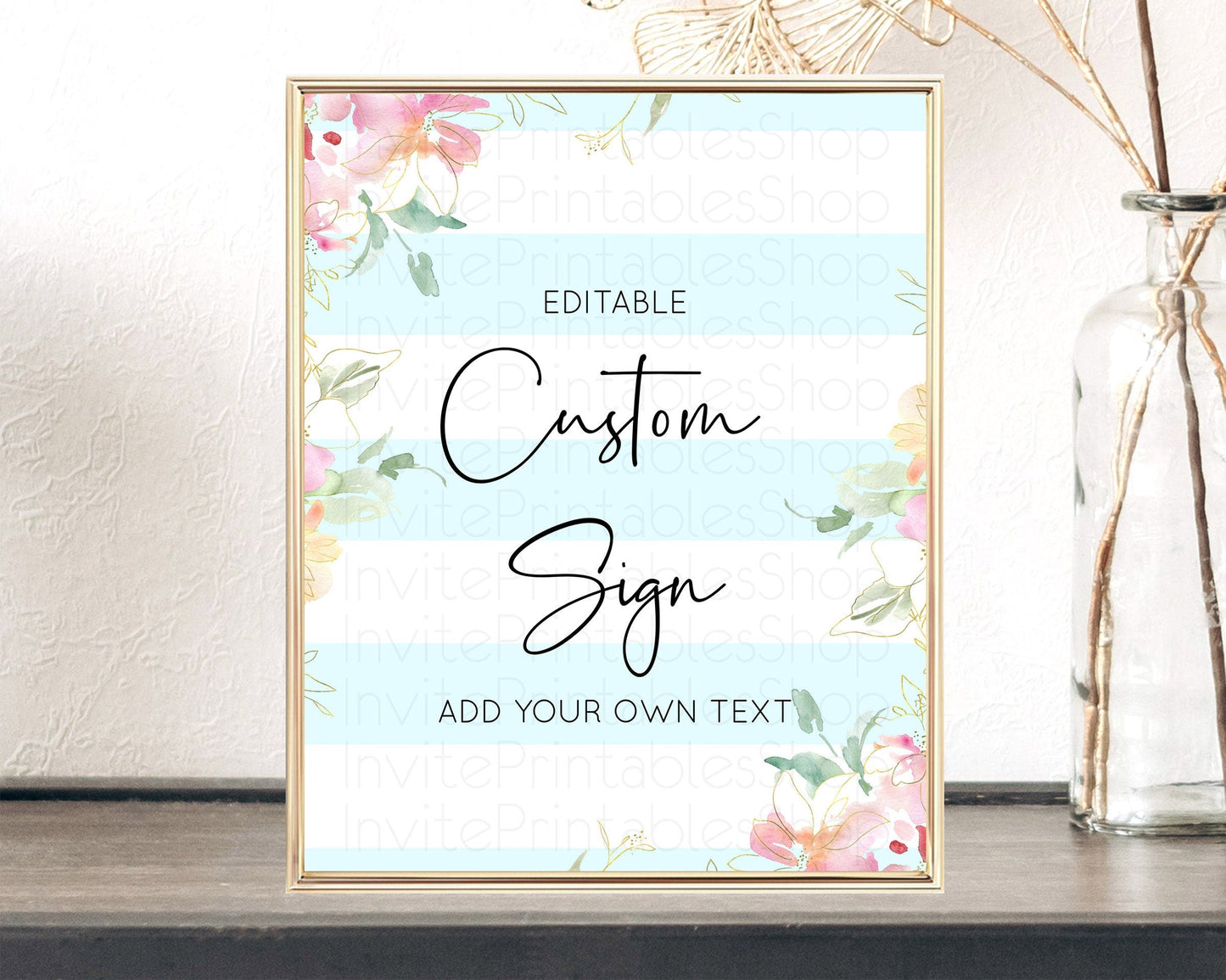 Wildflower Floral Table Sign Decor Secret Garden Sign Template Pastel Floral Garden Party Boho Flowers Birthday Baby Shower Wedding D10303