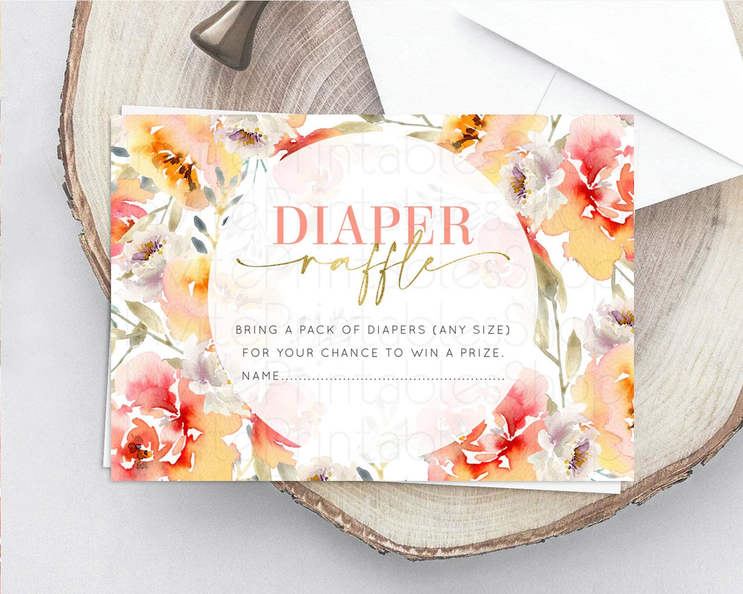 Secret Garden Diaper Raffle Card Boho Wildflower Diaper Raffle Insert Pastel Flower Garden Baby Shower Card Flower Raffle Game D10280