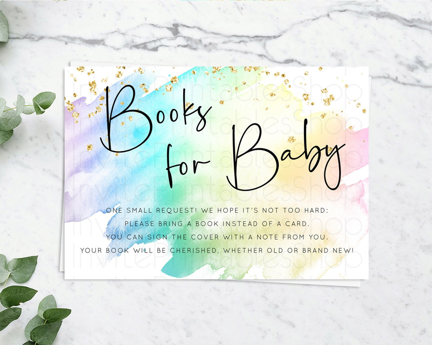 Pastel Books For Baby Card Pastel Rainbow Book Insert Colorful Ombre Watercolor Book Card Confetti Glitter Baby Book Poem Request D10279