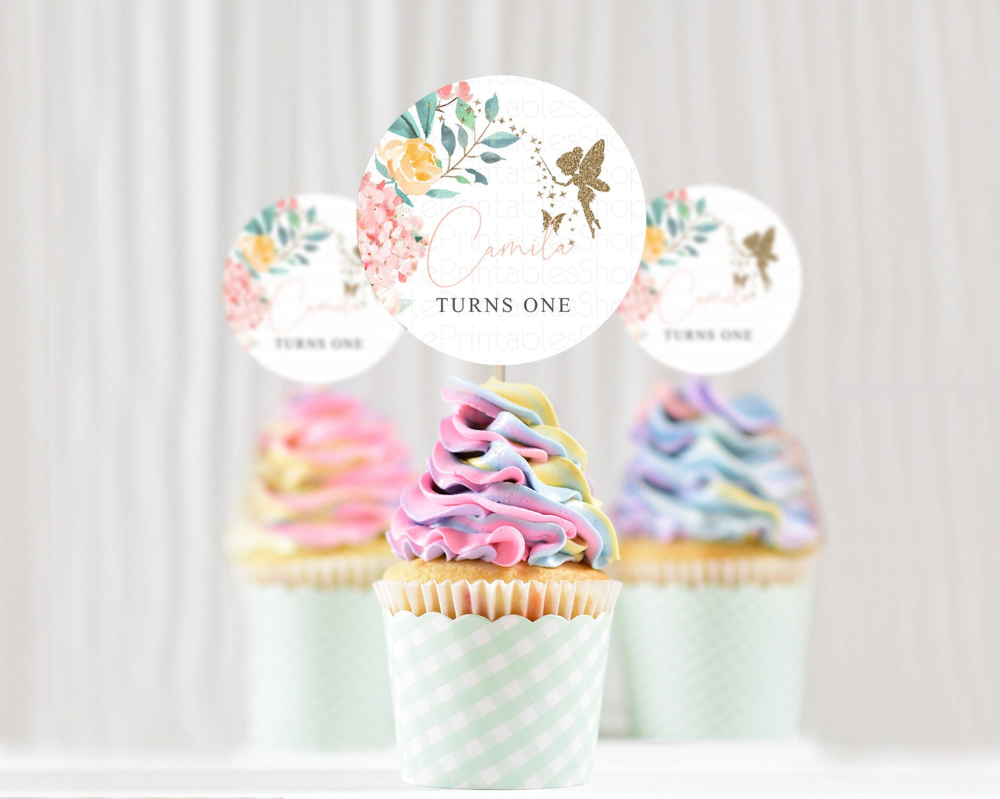 Fairy Cupcake Toppers Pastel Fairy Cupcake Toppers Fairy Floral Garden Cupcake Topper Enchanted Garden Floral Butterfly Party Décor D10789