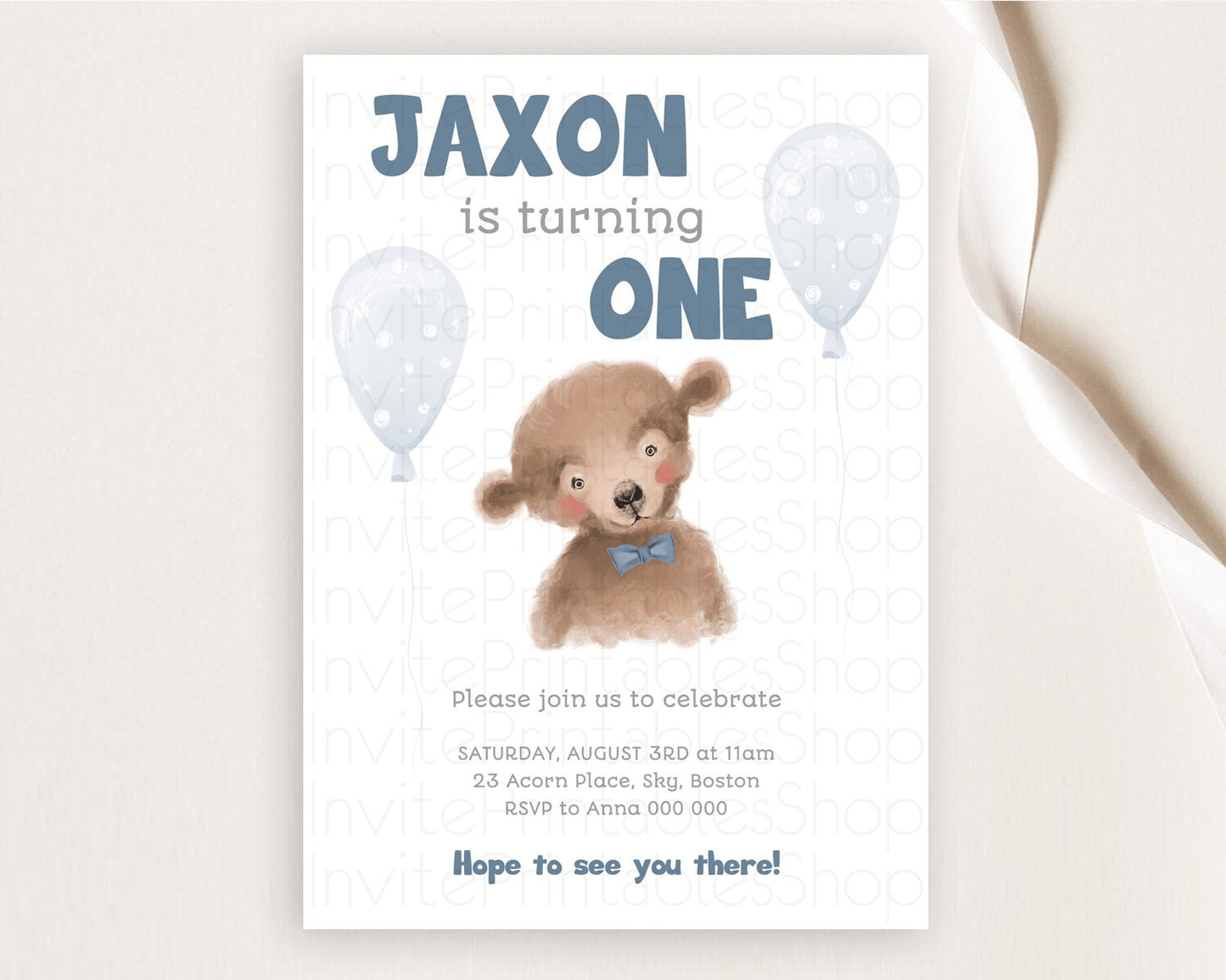 Bear Birthday Invitation Bear Invitation Forest Baby Invites Bear Woods Party Forest Adventure Bear Hunt Party 2nd First Birthday D10221