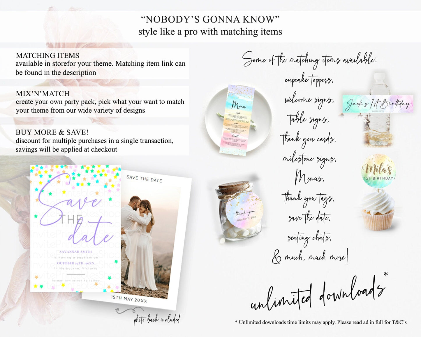 Twinkle Stars Save The Date Template Pastel Twinkle Little Star Party Shooting Star Confetti Sprinkles Birthday Baptism Baby Shower D10394