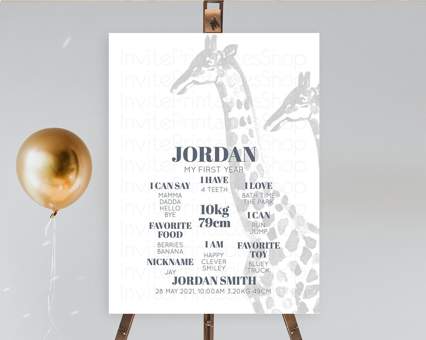 Giraffe First Birthday Milestone Board Giraffe Milestone Poster Giraffe Decor Safari Adventure Giraffe First Birthday Welcome Sign D10306