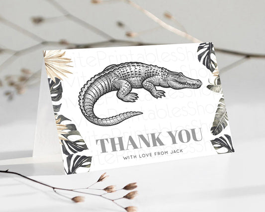 Editable Croc Thank You Gator Thank You Card Croc Gator Party Crocodile Birt