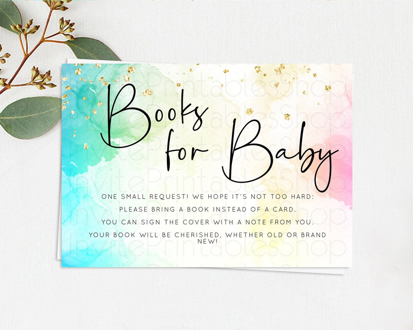 Pastel Books For Baby Card Pastel Rainbow Book Insert Colorful Ombre Watercolor Book Card Confetti Glitter Baby Book Poem Request D10151