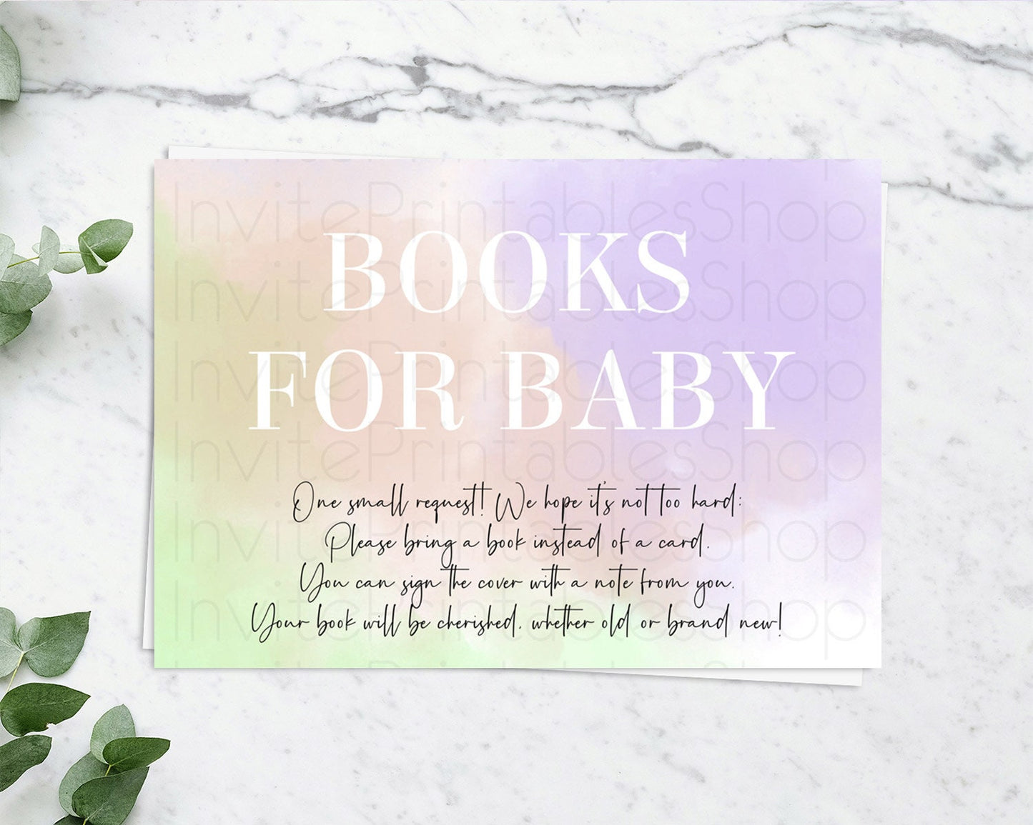 Pastel Books For Baby Card Pastel Rainbow Book Insert Colorful Ombre Watercolor Book Card Confetti Glitter Baby Book Poem Request D10371