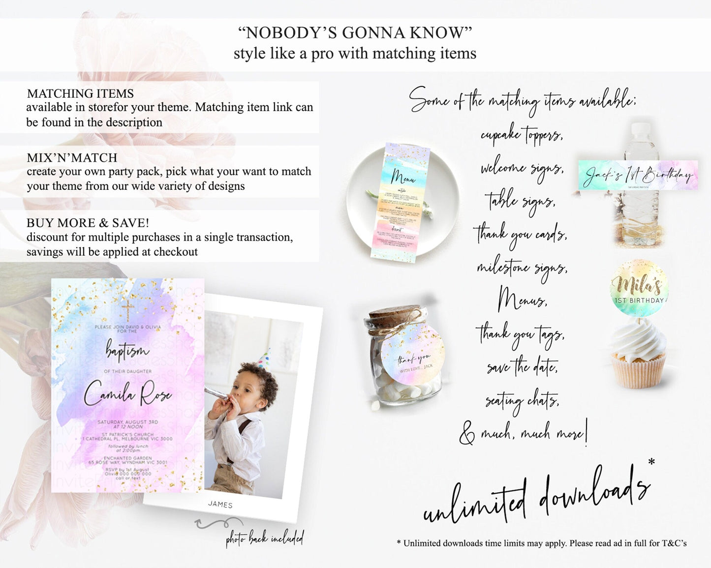 Purple Baptism Invitation Purple Watercolor Baptism Birthday Invitation Pastel Purple Watercolor Christening Invite Purple Splash D10169