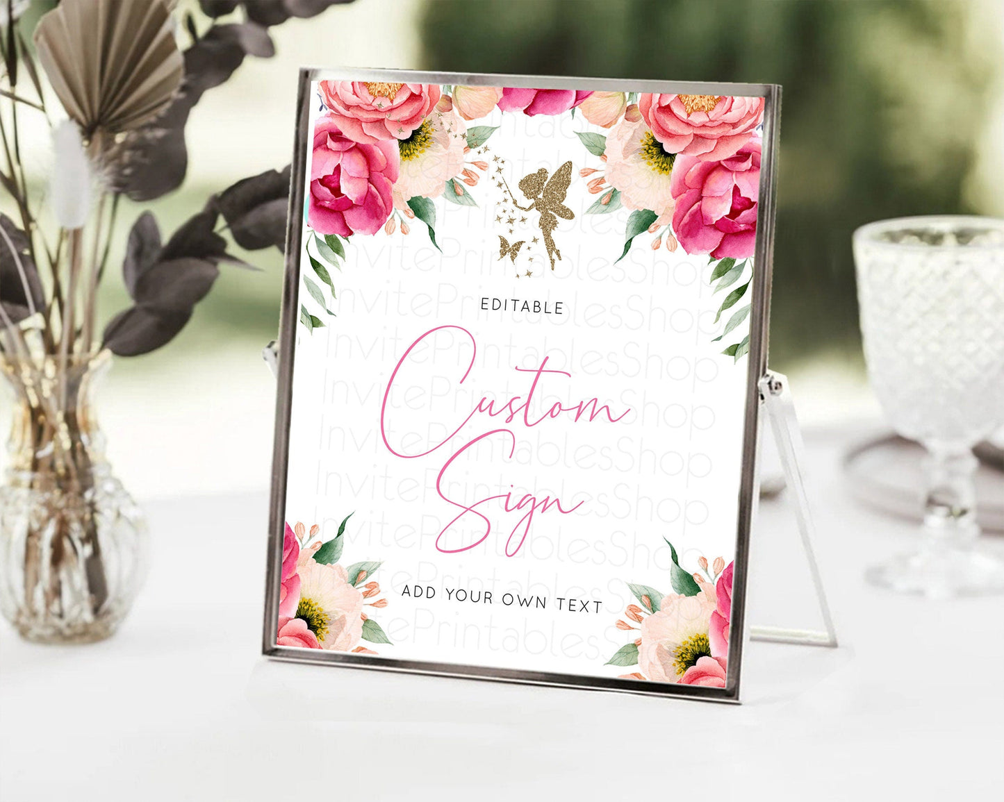 Fairy Sign Enchanted Garden Table Sign Decor Pastel Floral Butterfly Party Secret Garden Birthday Baptism Baby Shower Bridal Shower D10883
