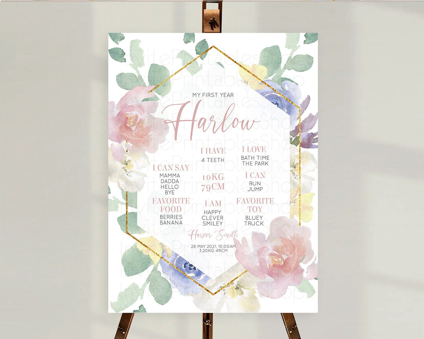 Secret Garden Milestone Board Wildflower First Birthday Milestone Poster Pastel Flowers Milestone Boho Wildflower 1st Birthday Sign D10254