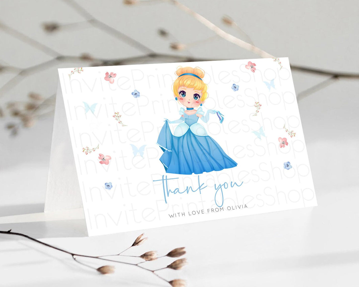 Princess Thank You Castle Thank You Card Secret Garden Birthday Thank You Card Enchanted Castle Pastel Floral Teacher Thank You Card D10354