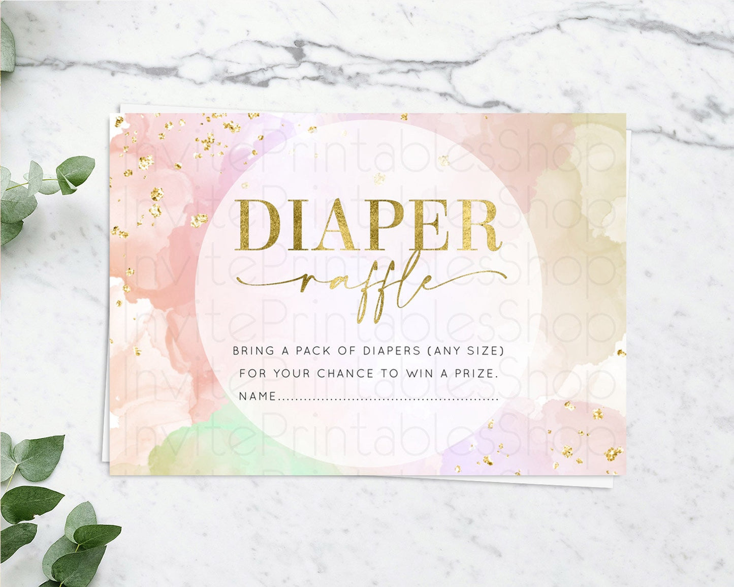 Pastel Diaper Raffle Card Pastel Rainbow Diaper Raffle Insert Colorful Ombre Watercolor Diaper Ticket Confetti Glitter Raffle Game D10627