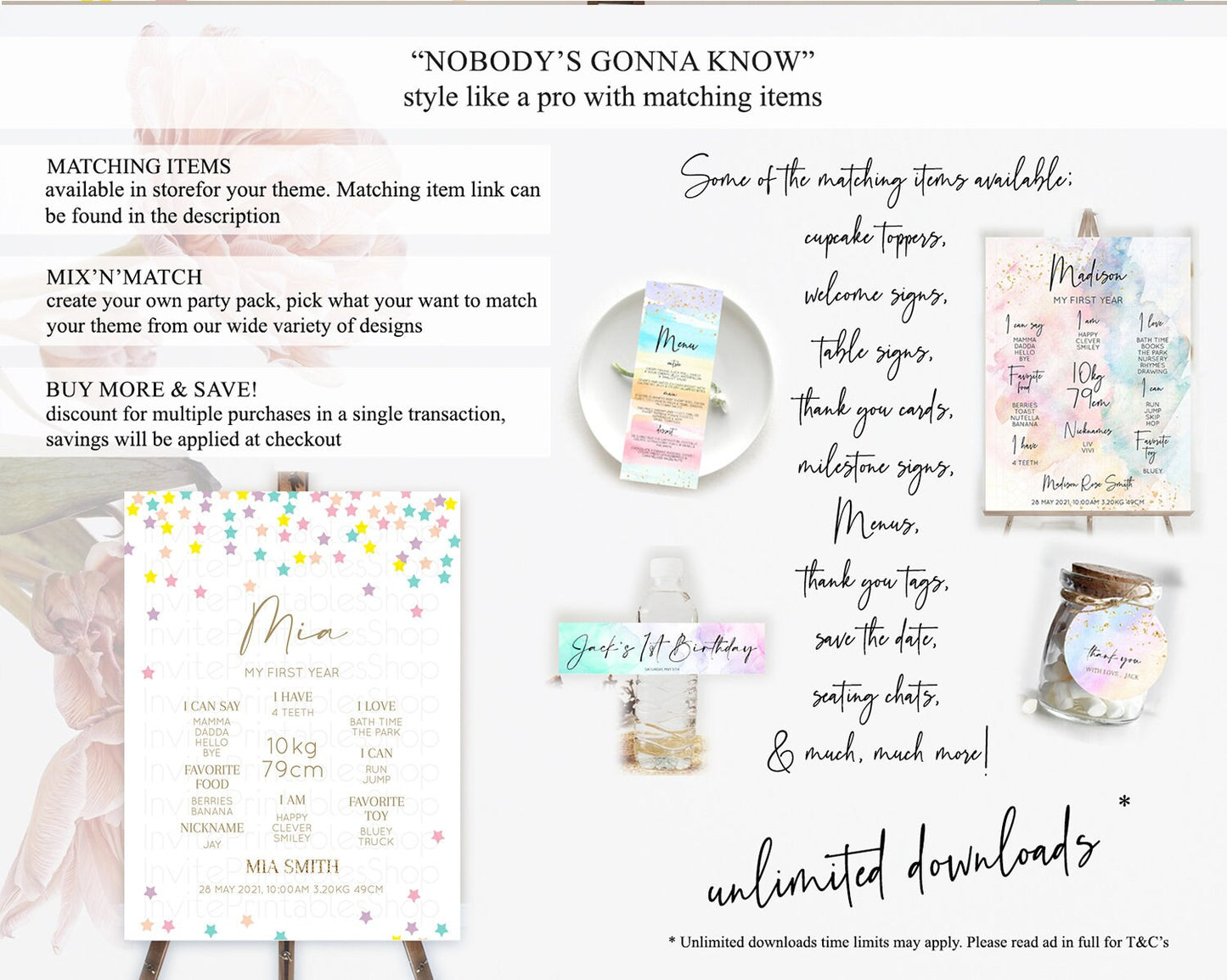 Star First Birthday Milestone Poster Pastel Stars Milestone Shooting Star Rainbow Colorful Confetti Twinkle Little Star 1st Birthday D10601