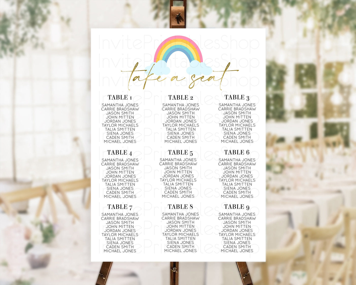 Editable Pastel Rainbow Seating Chart Boho Rainbow Seating Chart Rainbow Sea