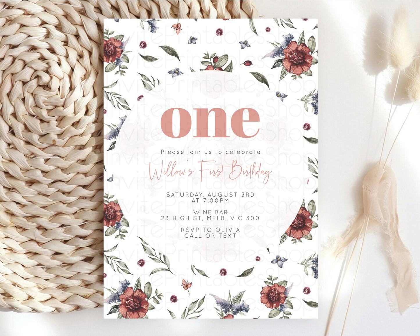 Secret Garden Invitation Wildflower Birthday Invitation Pastel Flowers Invite Enchanted Garden Boho Floral 3rd 2nd First Birthday D10503