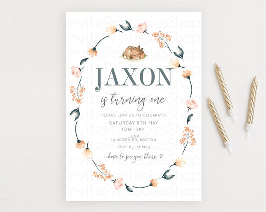 Editable Fawn Birthday Invitation Deer Birthday Invitation Enchanted Forest