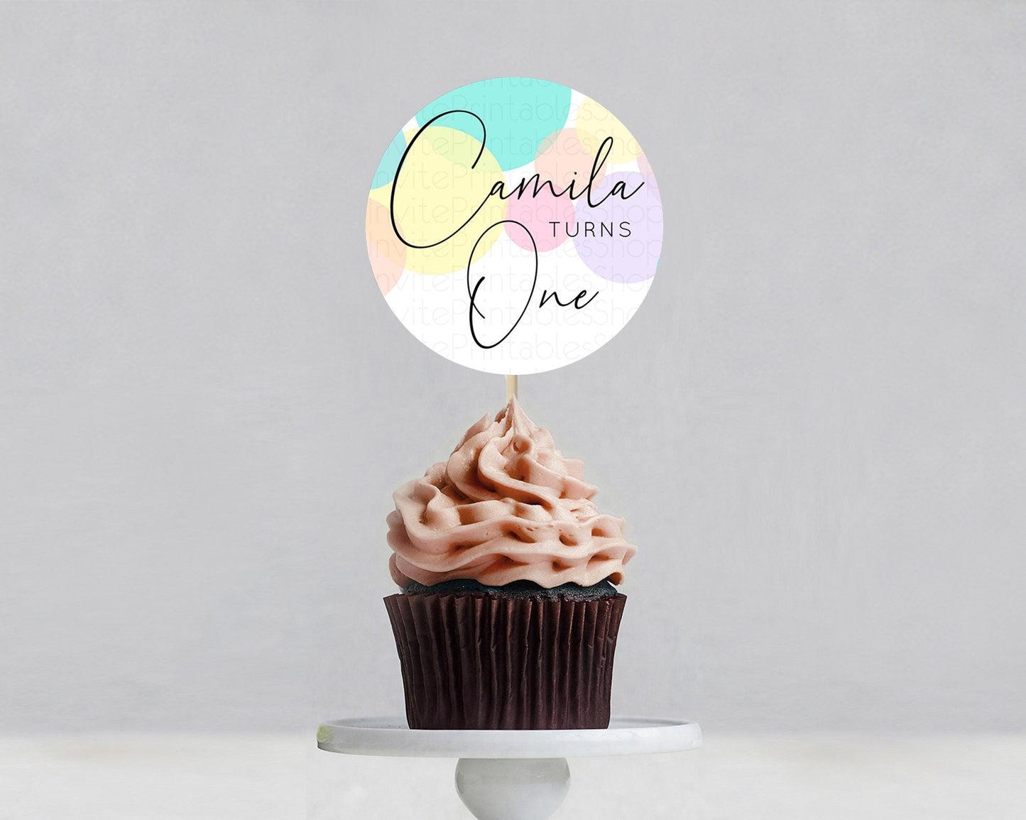 Pastel Cupcake Toppers Pastel Confetti Cupcake Topper Bubbles Sprinkles Colorful Rainbow Confetti Cupcake First Birthday Party Decor D10784