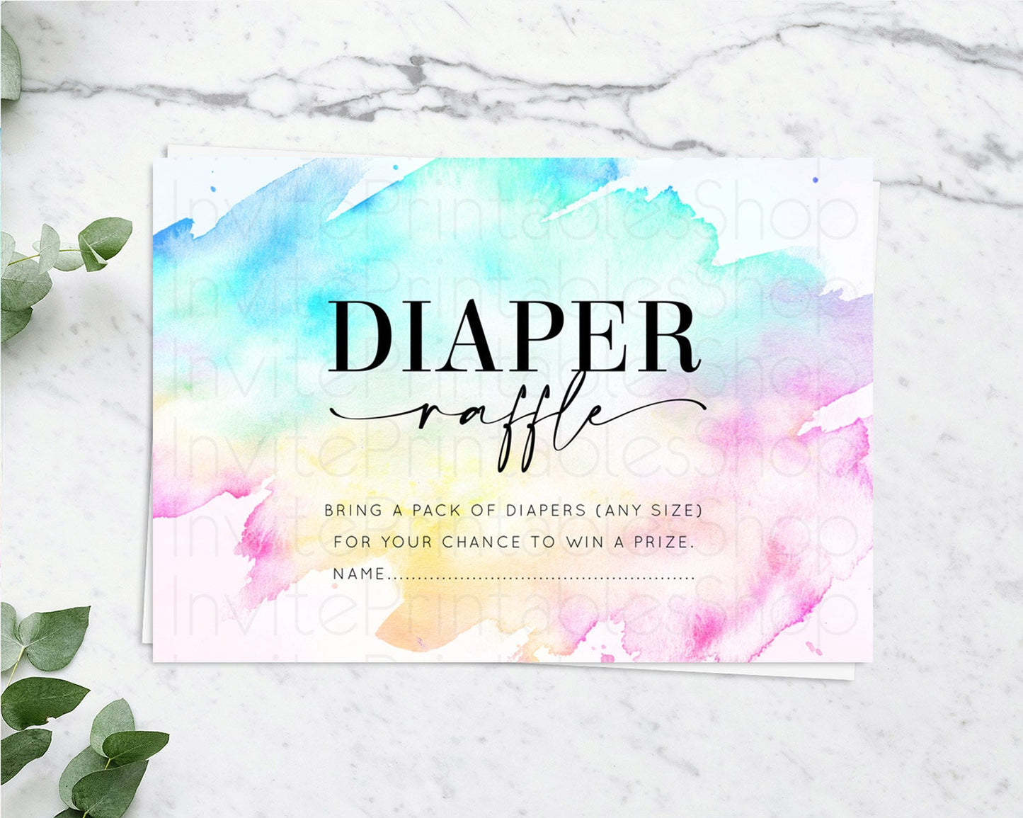 Pastel Diaper Raffle Card Pastel Rainbow Diaper Raffle Insert Colorful Ombre Watercolor Diaper Ticket Confetti Glitter Raffle Game D11020