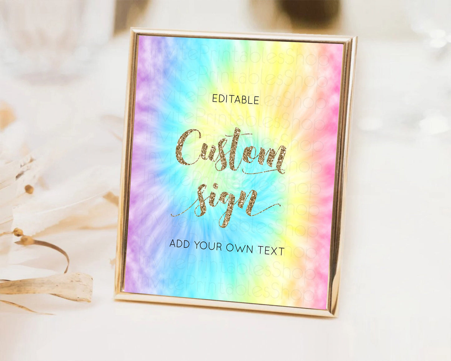 Tie Dye Sign Ombre Table Sign Decor Rainbow Pastel Ombre Watercolor Party 1st Birthday Baptism Baby Shower Bridal Shower Wedding D10580