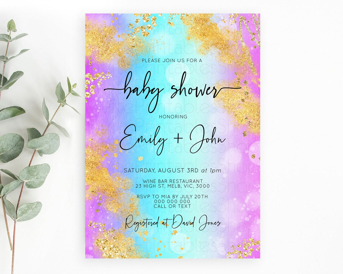 Editable Pastel Baby Shower Invitation Rainbow Baby Shower Invitation Colorf
