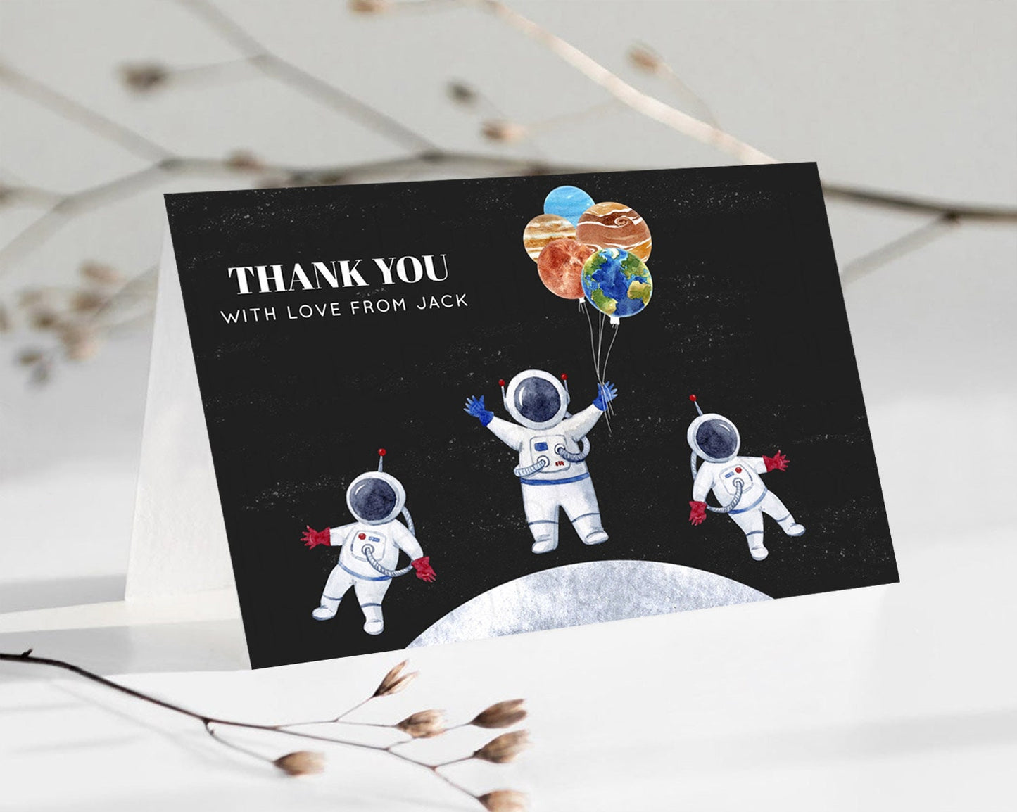 Space Thank You Space Thank You Card First Trip Around the Sun Thank You Card Planets Solar System First Birthday Thank You Cards D10430