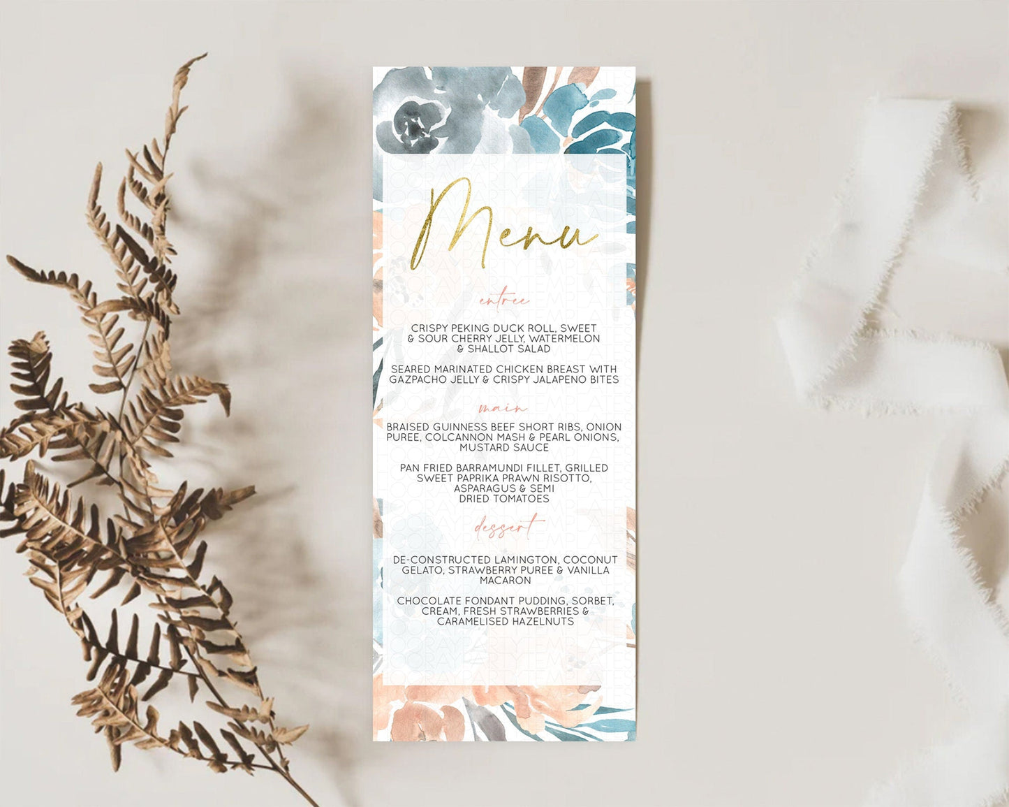 Secret Garden Menu Wildflower Menu Template Pastel Flower Garden Table Decor Boho Floral Dinner Dessert Floral Party Food Menu D10190