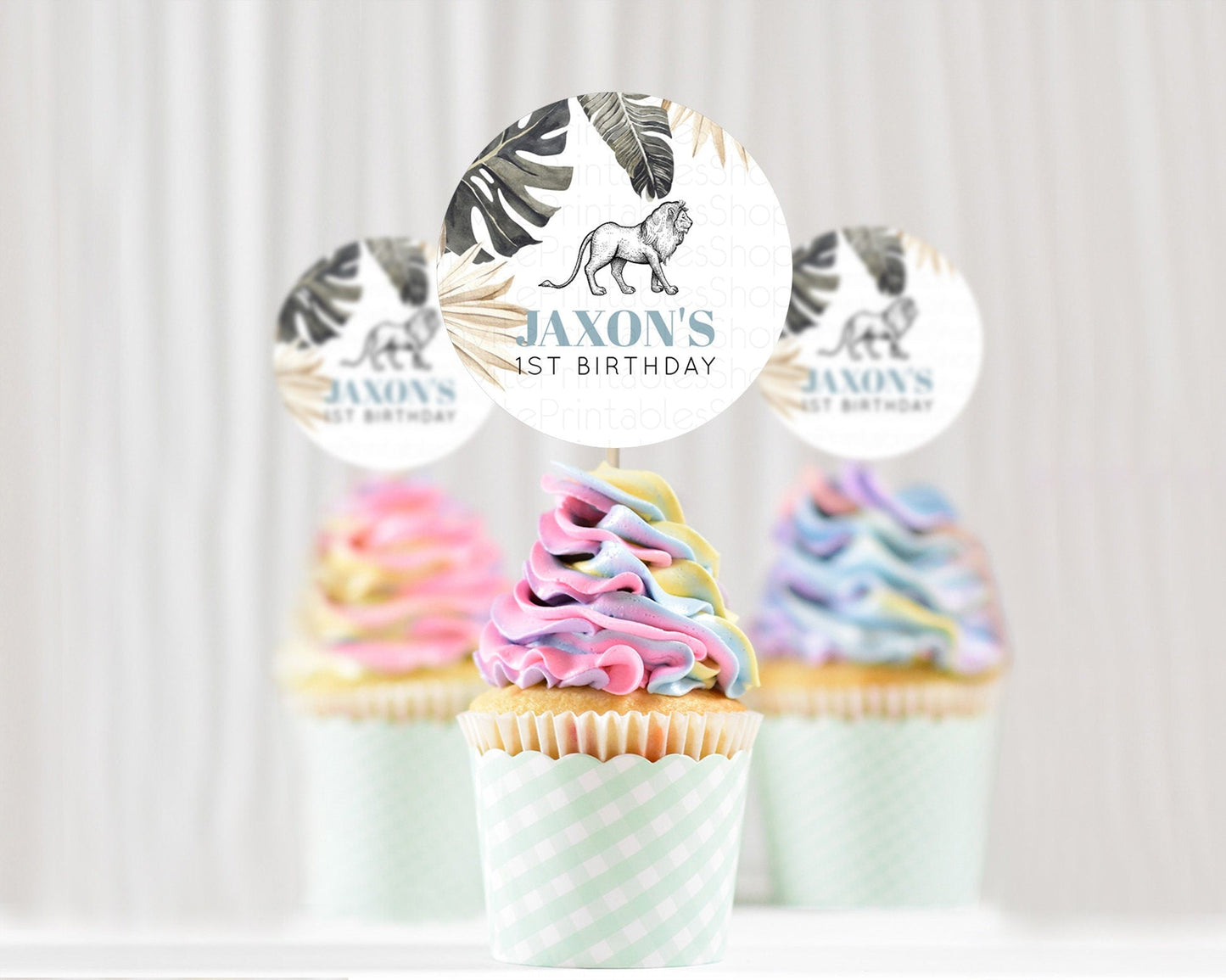Lion Cupcake Toppers Safari Lion Cupcake Toppers Modern Lion Party Decor Safari Adventure Party Minimalist Lion First Birthday Decor D10807