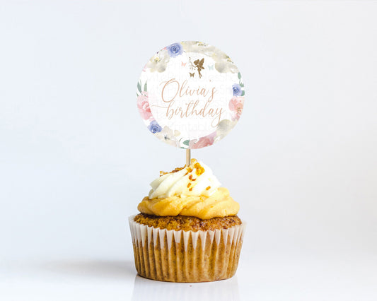 Editable Fairy Cupcake Toppers Pastel Fairy Cupcake Toppers Fairy Floral Gar