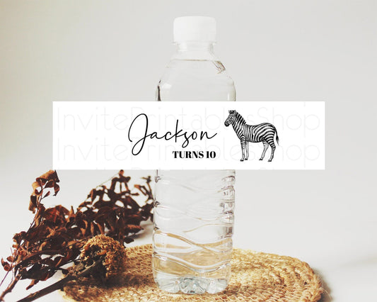 Zebra Water Label Template Zebra Party Decor Water Label Safari Adventure Zebra Minimal Theme For 1st Birthday Baptism Baby Shower D10249