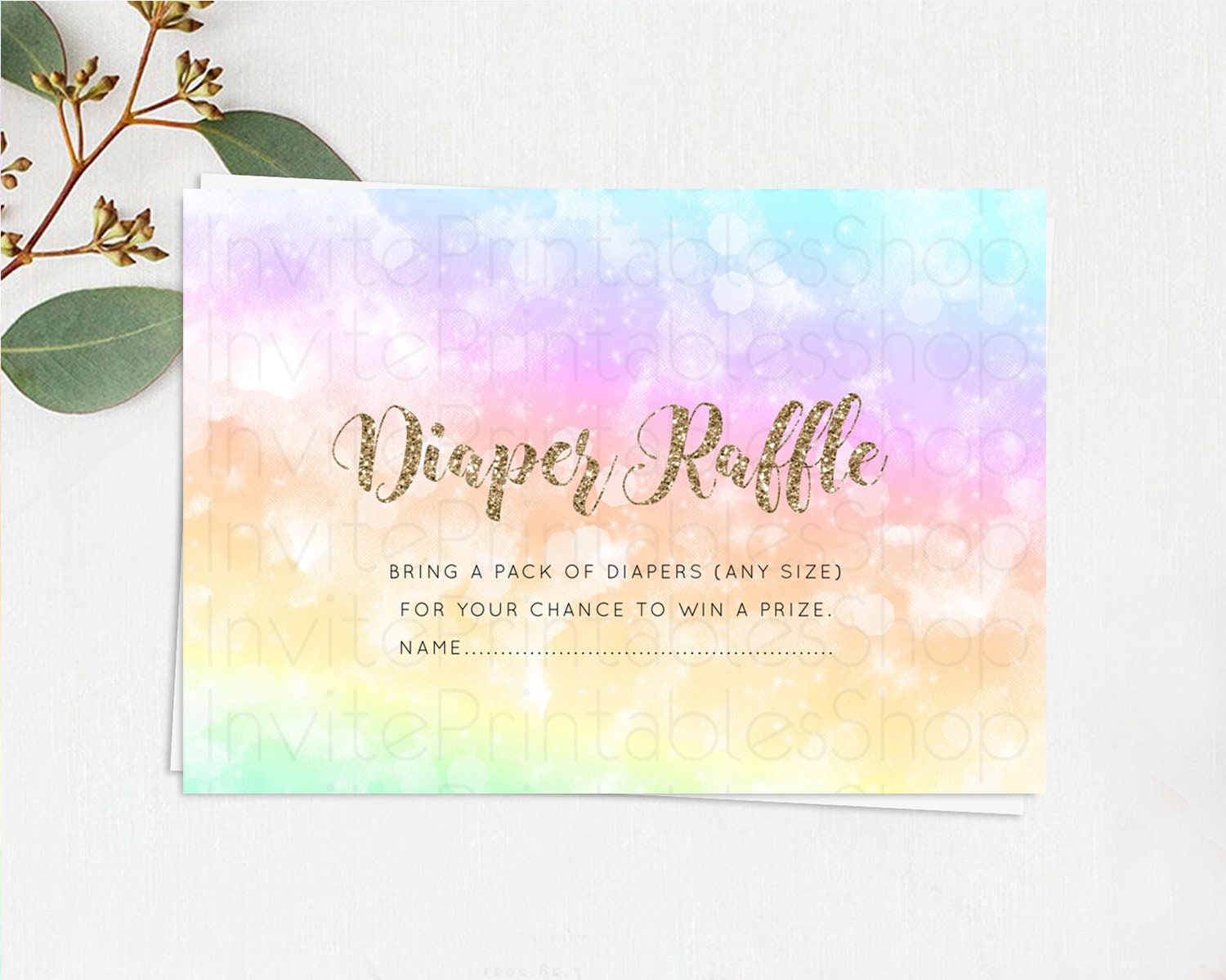 Editable Pastel Diaper Raffle Card Pastel Rainbow Diaper Raffle Insert Color
