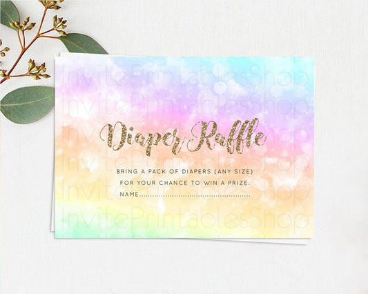 Editable Pastel Diaper Raffle Card Pastel Rainbow Diaper Raffle Insert Color