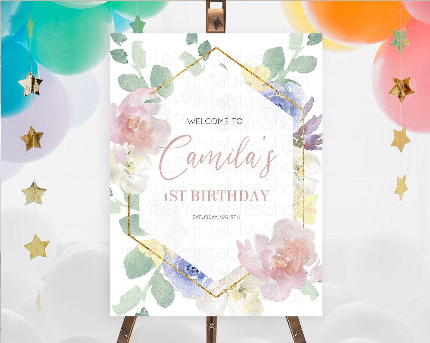 Secret Garden Welcome Sign Wildflower Welcome Board Pastel Flower Garden Welcome Poster Boho Wildflower First Birthday Welcome Sign D10254